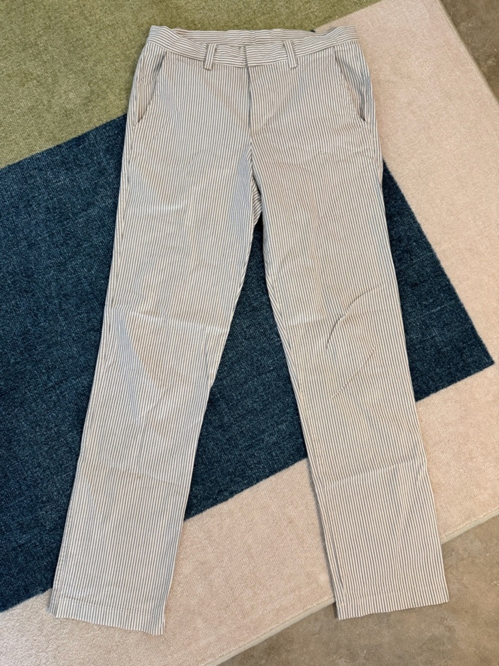 American Apparel Striped Cotton Chino Pants - Blue/White